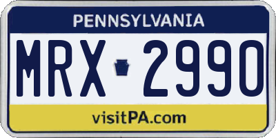 PA license plate MRX2990