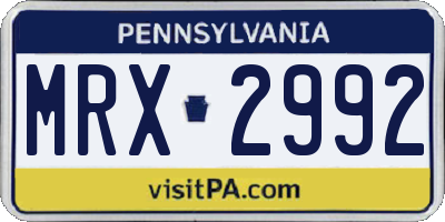 PA license plate MRX2992
