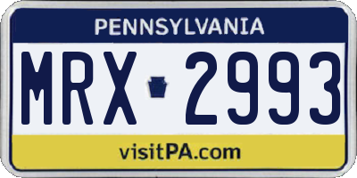 PA license plate MRX2993