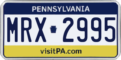 PA license plate MRX2995