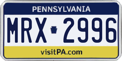 PA license plate MRX2996