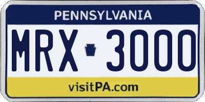 PA license plate MRX3000