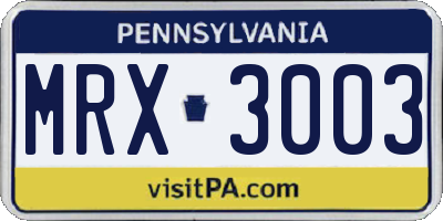 PA license plate MRX3003