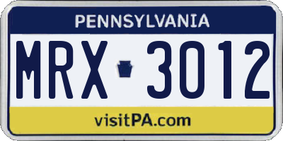 PA license plate MRX3012