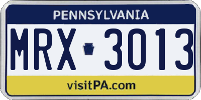 PA license plate MRX3013