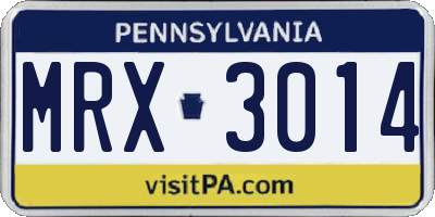 PA license plate MRX3014