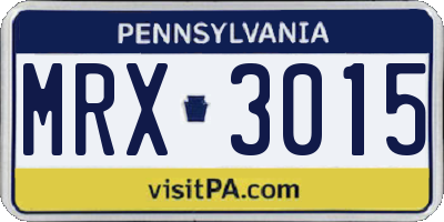 PA license plate MRX3015