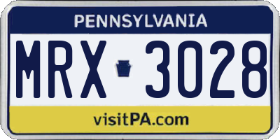 PA license plate MRX3028