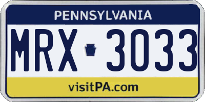 PA license plate MRX3033