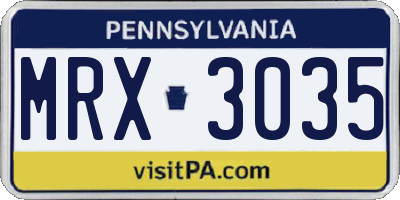 PA license plate MRX3035