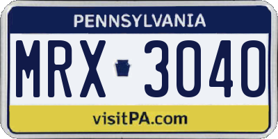 PA license plate MRX3040