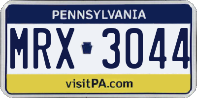 PA license plate MRX3044