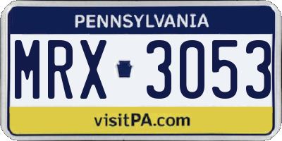 PA license plate MRX3053