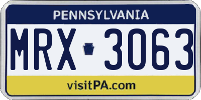 PA license plate MRX3063