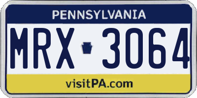 PA license plate MRX3064