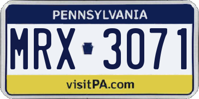 PA license plate MRX3071
