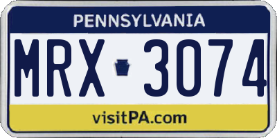 PA license plate MRX3074