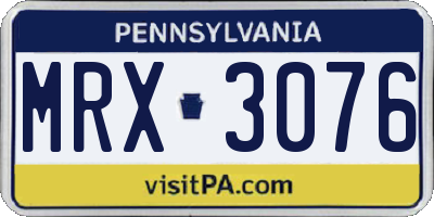 PA license plate MRX3076