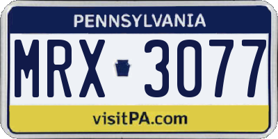 PA license plate MRX3077