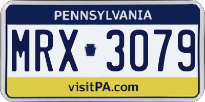 PA license plate MRX3079