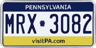 PA license plate MRX3082