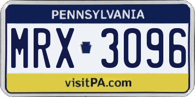 PA license plate MRX3096