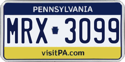 PA license plate MRX3099