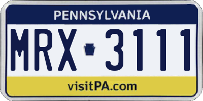 PA license plate MRX3111