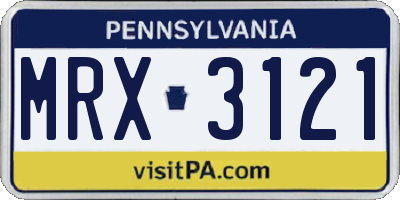 PA license plate MRX3121