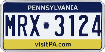 PA license plate MRX3124