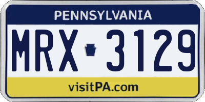 PA license plate MRX3129