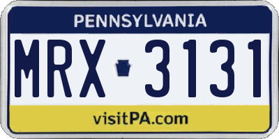 PA license plate MRX3131
