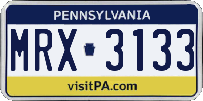 PA license plate MRX3133