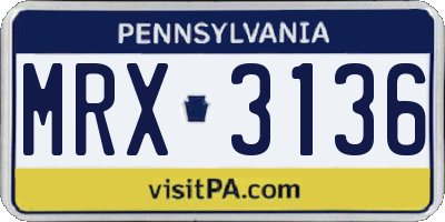 PA license plate MRX3136