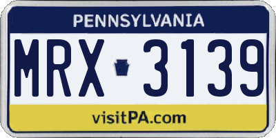 PA license plate MRX3139