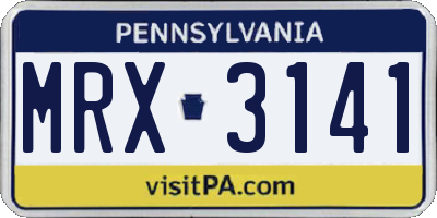 PA license plate MRX3141