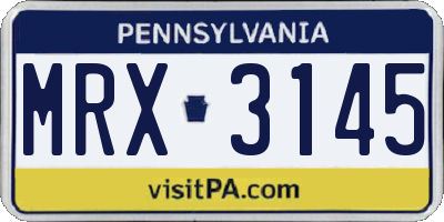PA license plate MRX3145