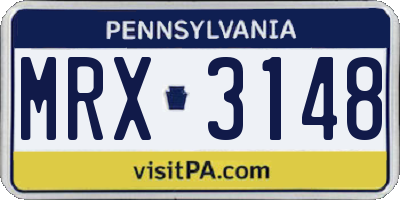 PA license plate MRX3148