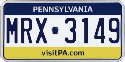 PA license plate MRX3149