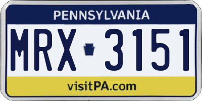 PA license plate MRX3151