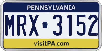 PA license plate MRX3152
