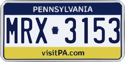 PA license plate MRX3153