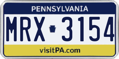 PA license plate MRX3154