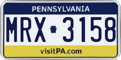 PA license plate MRX3158