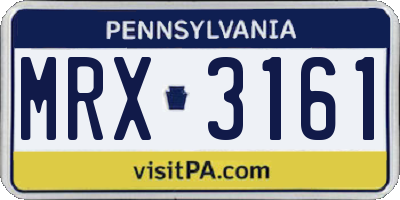 PA license plate MRX3161