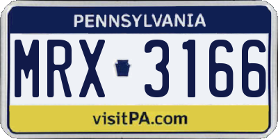 PA license plate MRX3166