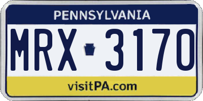 PA license plate MRX3170
