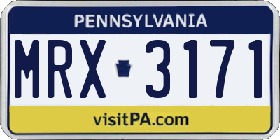 PA license plate MRX3171