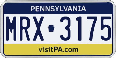 PA license plate MRX3175