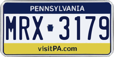 PA license plate MRX3179